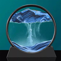 1 PC 3D Moving Sand Art Picture Round Glass Sandscape Hourglass Quicksand Flowing Sand Painting Home Decorate Gift