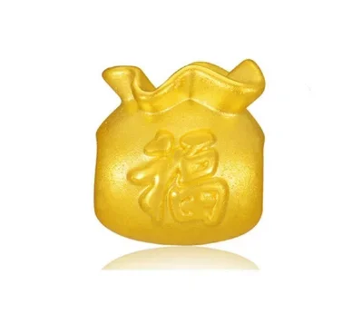 24k pure gold charms fine gold bags  wishes bag  999 real gold accessories for bracelet diy charms