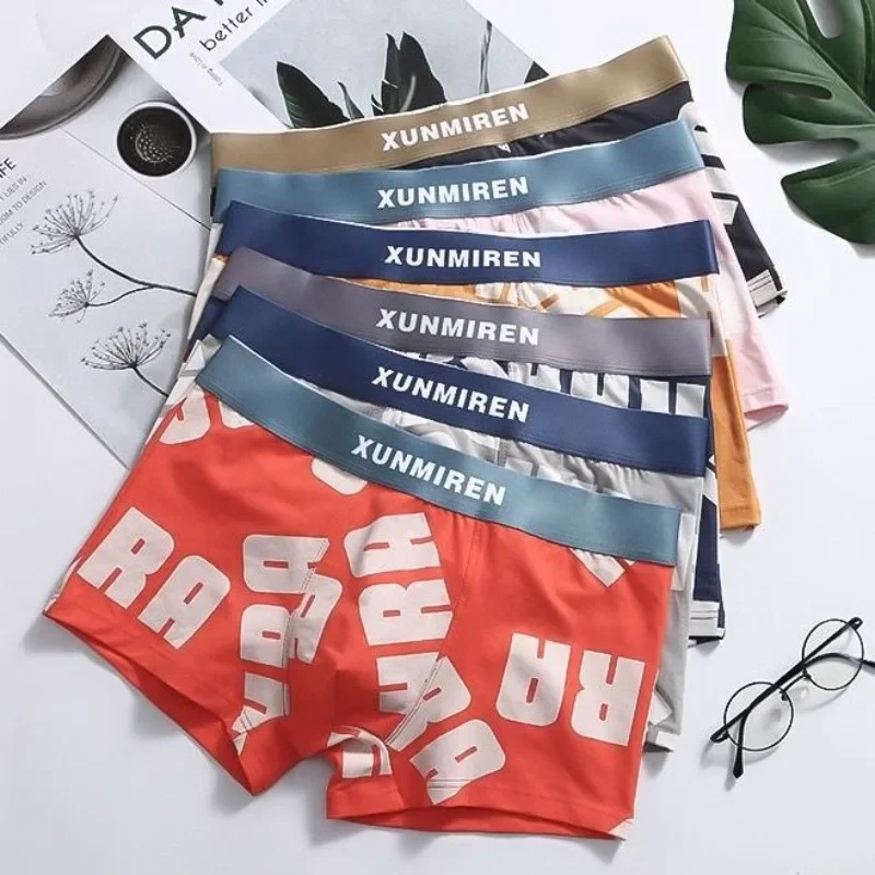 New Men Underwear Boxers Cotton Youth Personality Summer panties Trend Sweat-absorbing Breathable shorts Comfort Trunk Briefs