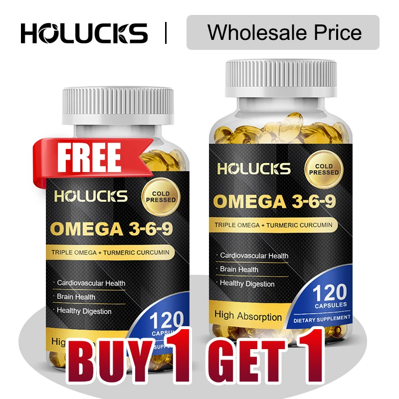 Triple Omega 3-6-9 Supplement with Turmeric Curcumin, Support Heart, Brain, Eye & Joint Health, Boost Immunity for Men and Women