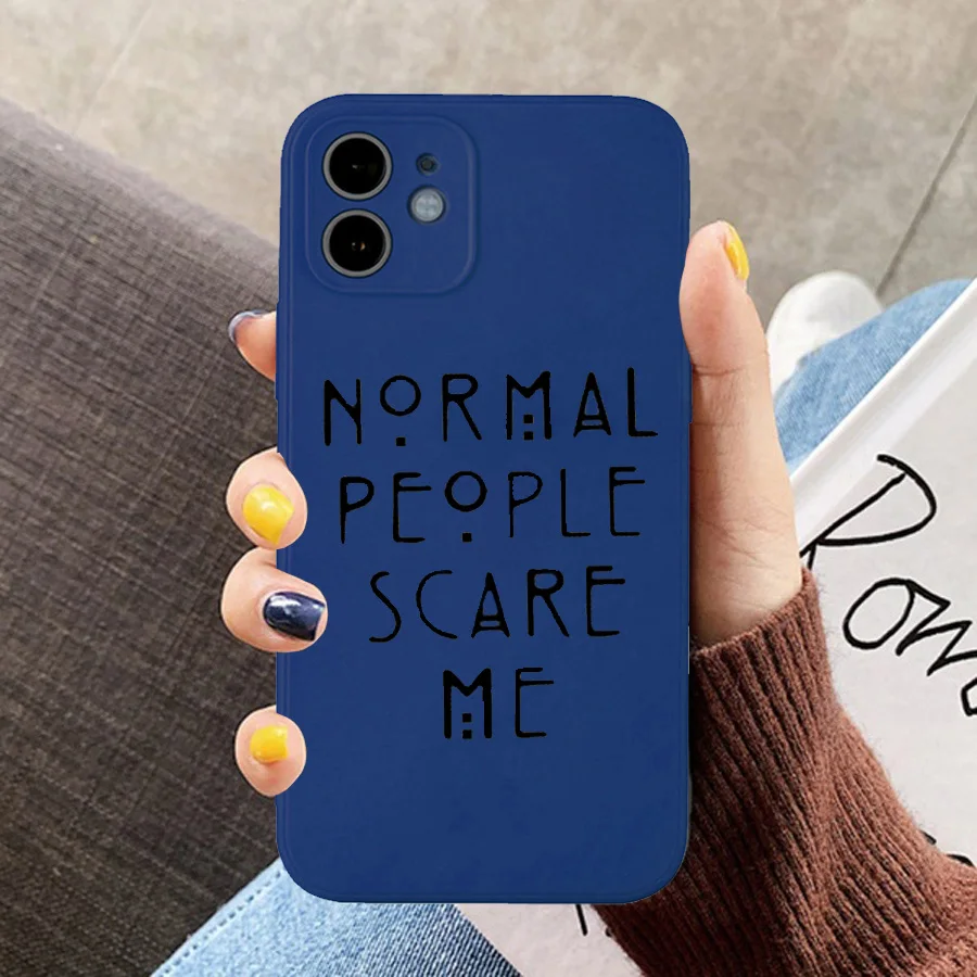 Jamular Normal People Scare Me for Iphone 11 12 13 14 Pro Max X XS XR 6 8 7 Plus SE 11Pro 12ProMax Case Soft Silicone Back Cover