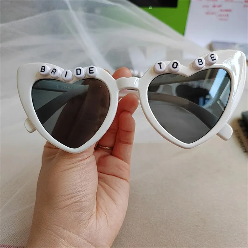 Bride Shower Letter Peach Heart Sunglasses Lovely Heart-shaped Stark Glasses Men Women Party Couple Beach Wedding Sun Glasses