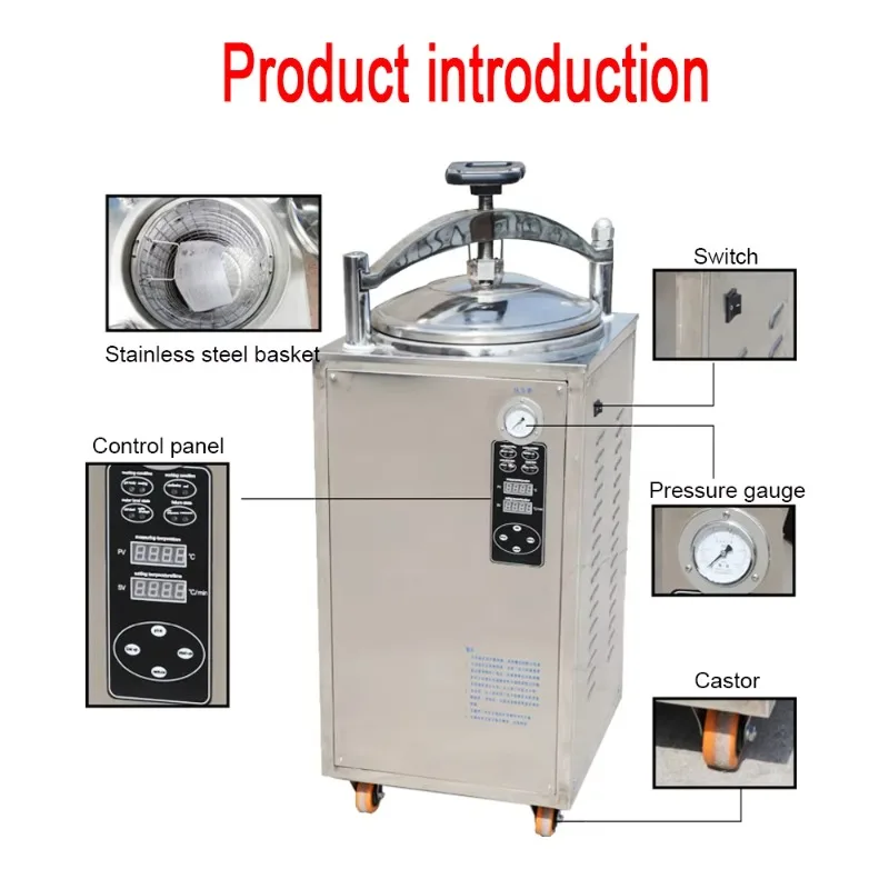 Medical Laboratory High Pressure Steam 30 Liters Vertical Autoclave