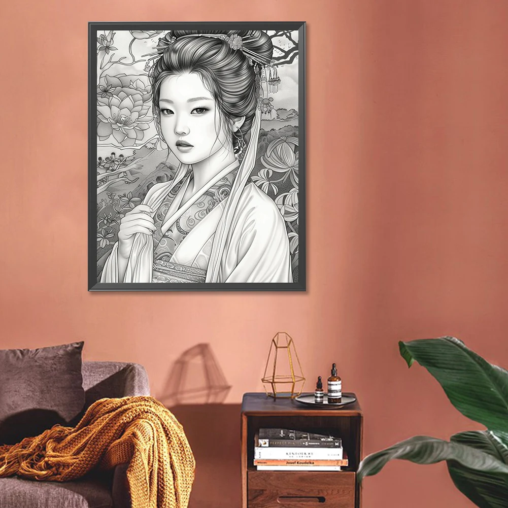 Beauté 5D bricolage perceuse complète Kit de peinture diamant rond pour la décoration murale de la maison 40x50 cm