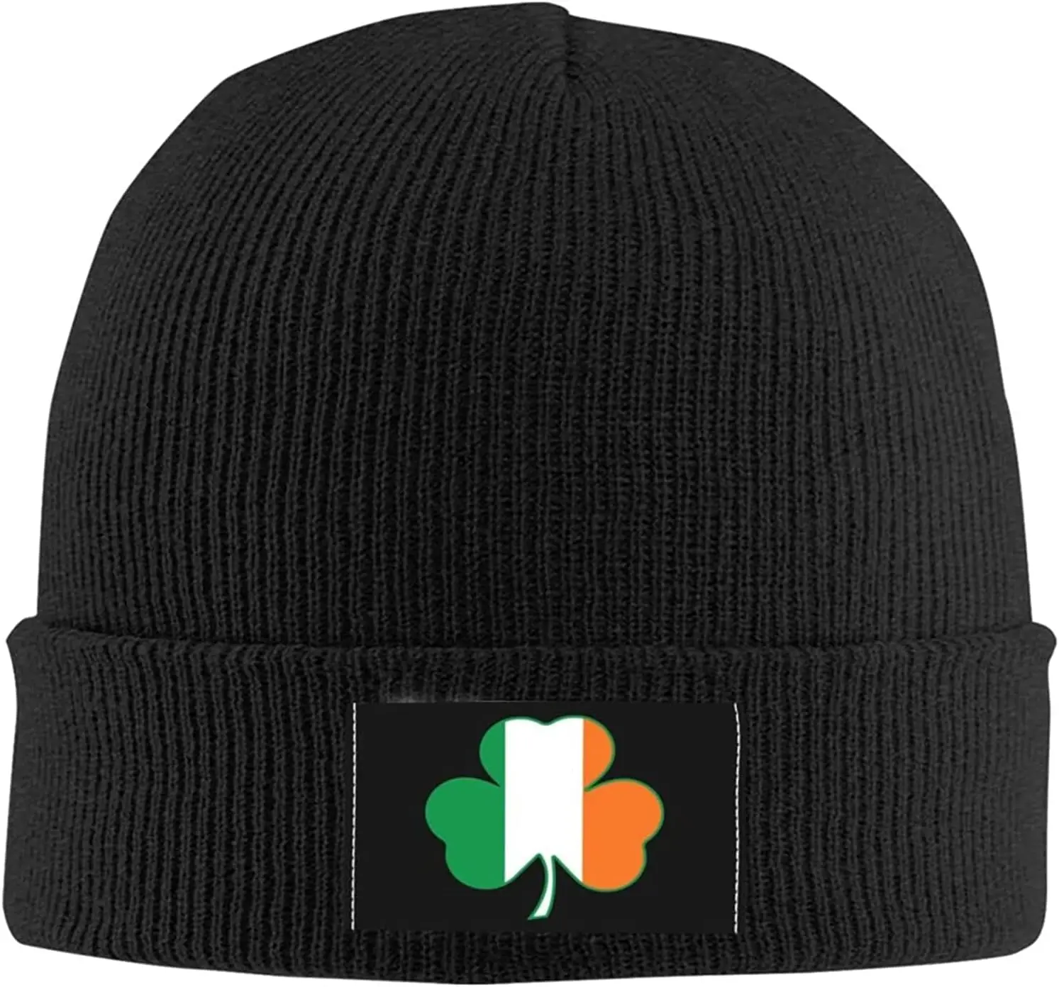 Irish Flag Ireland Clover Knit Beanie Hat Knit Cuffed Skull Cap Winter Warm Knit Ribbed Cap for Men Women