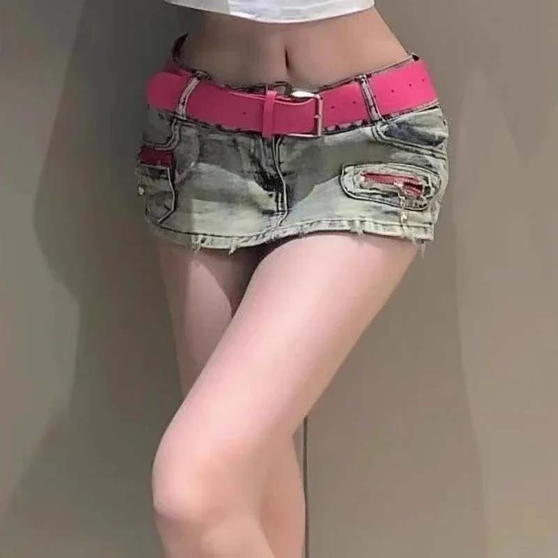 Women High Waist Fashion Patchwork Denim Skirts Lady Y2k Vintage Harajuku Shorts Skirts Girls Korean Style Streetwear Blue Dress