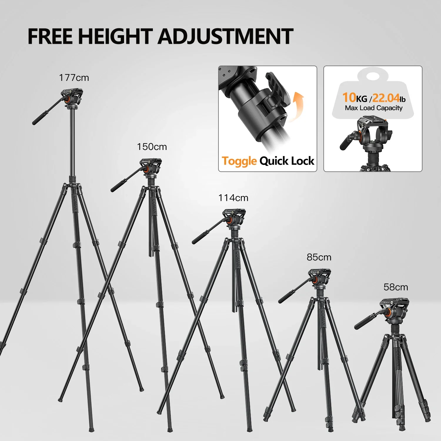 COMAN KX3939PLUS 360 Camera Tripod Monopod Function Mobile Video Monopod Tripod Stand With Fluid Head For Manfrotto DJI RS2 RS3