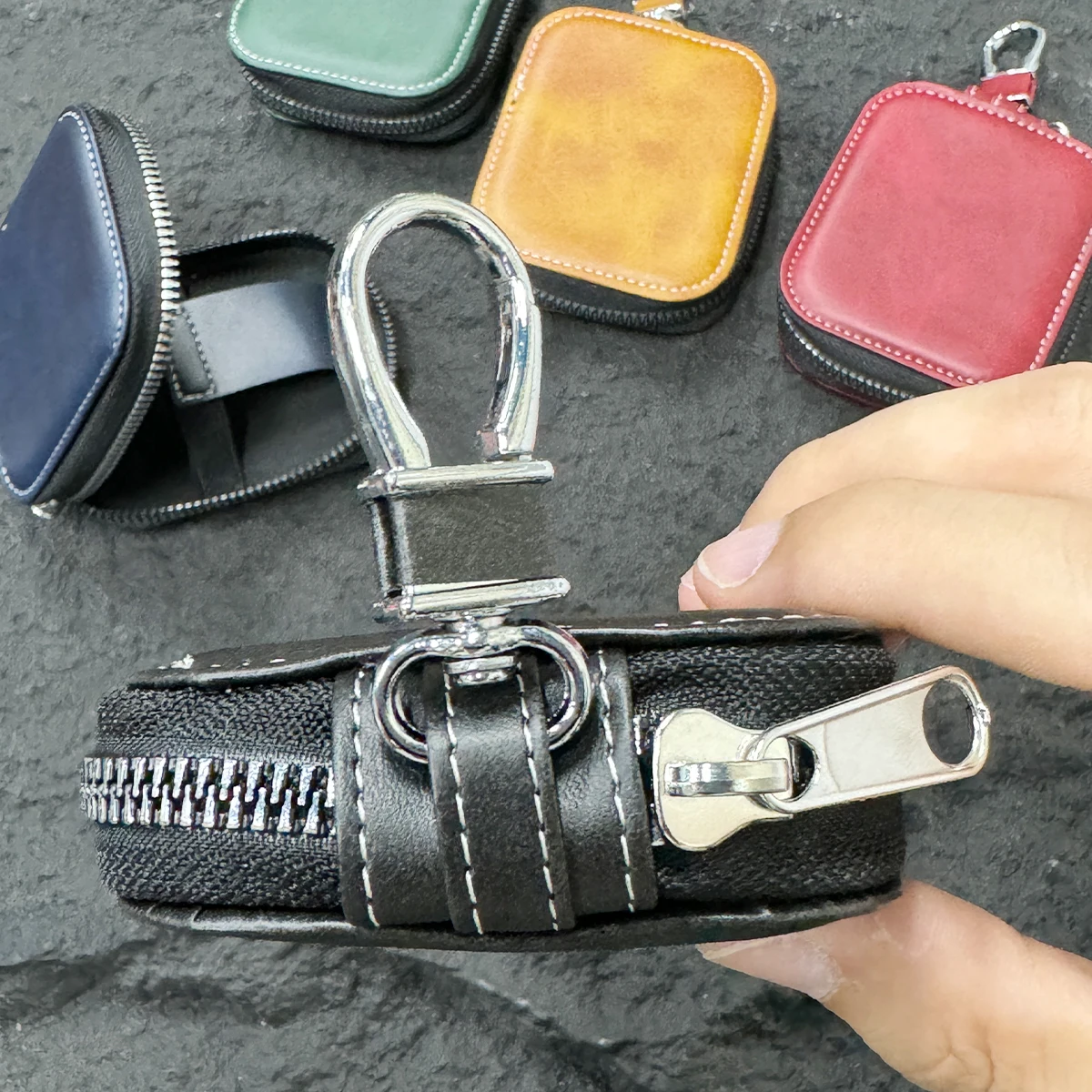 Large Size Universal Luxury Zipper PU Leather Bag Cover Case Fit for AirPods Earbuds Key Card Coin Purse Wallet Classical