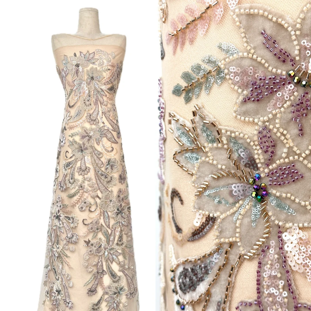 2026 Luxurious Wedding Dress Fabric, Elegant Popular Ultra Soft Velvet lace With Stones - High Quality Austria Latest U_Ge3298 view 2