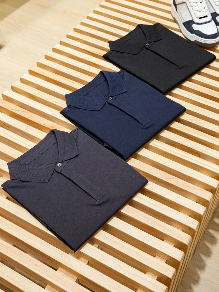 

Silk Modal Cotton ort Sve irt Casual Turn-down Collar Men's Busin Casual Faion Urban Sle Summer Wear