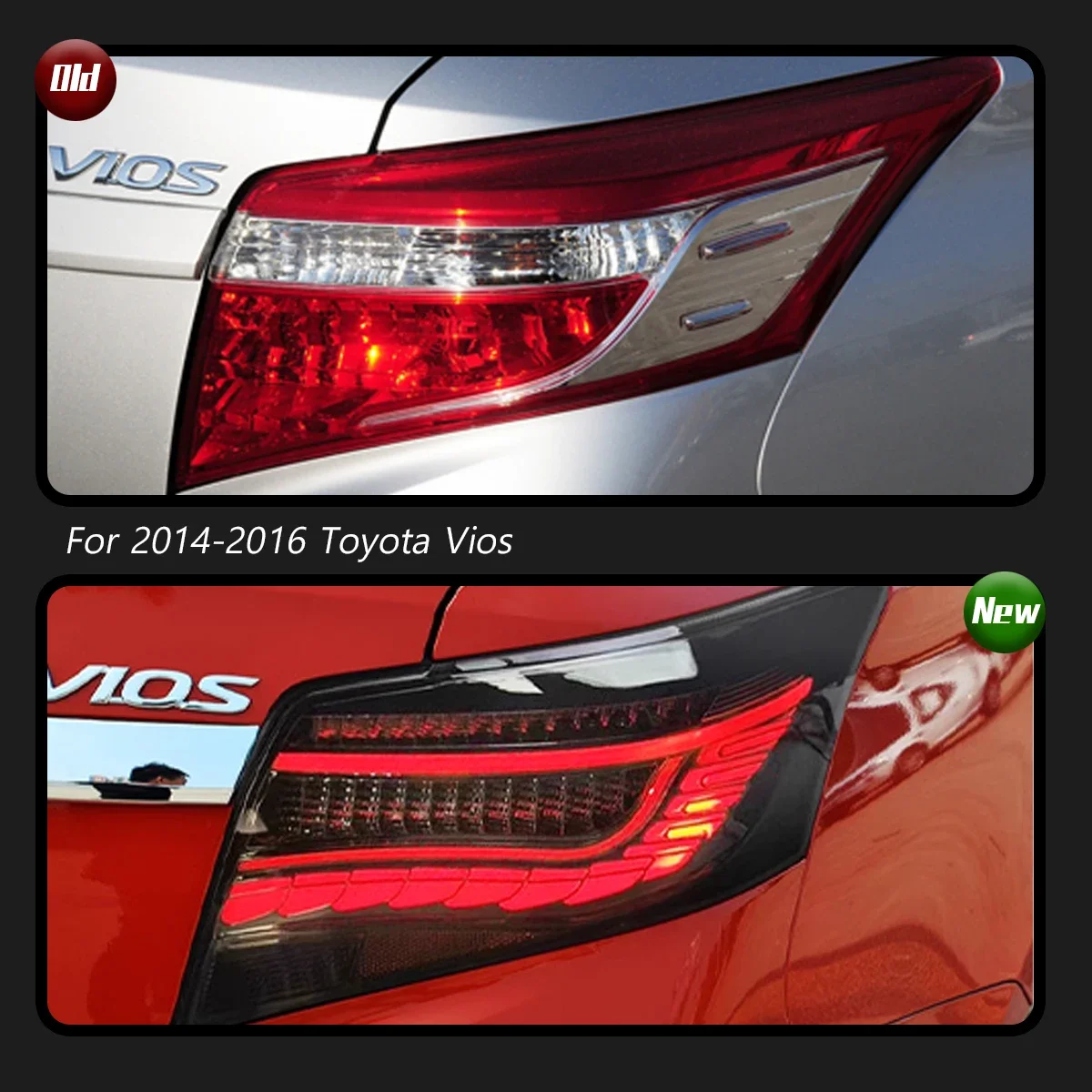 TYPY Car Tail Lights For Toyota Vios 2014-2016 LED Car Tail Lamps Daytime Running Lights Dynamic Plug And Play Car Accessories