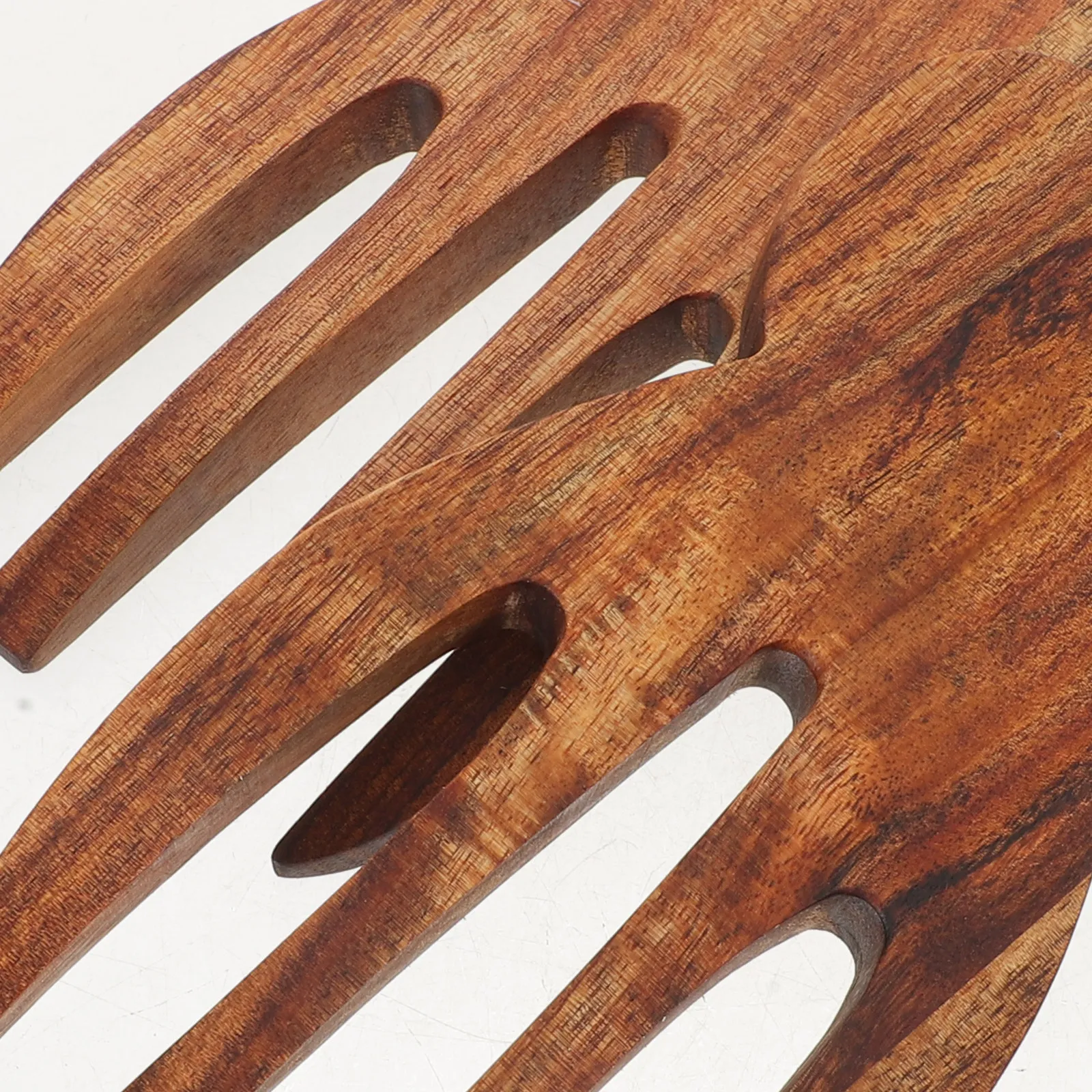2Pcs Wooden Salad Hands Natural Grain Ergonomic Design Salad Serving Fork Spoon Tongs for Mixing Tossing Cooking Utensils