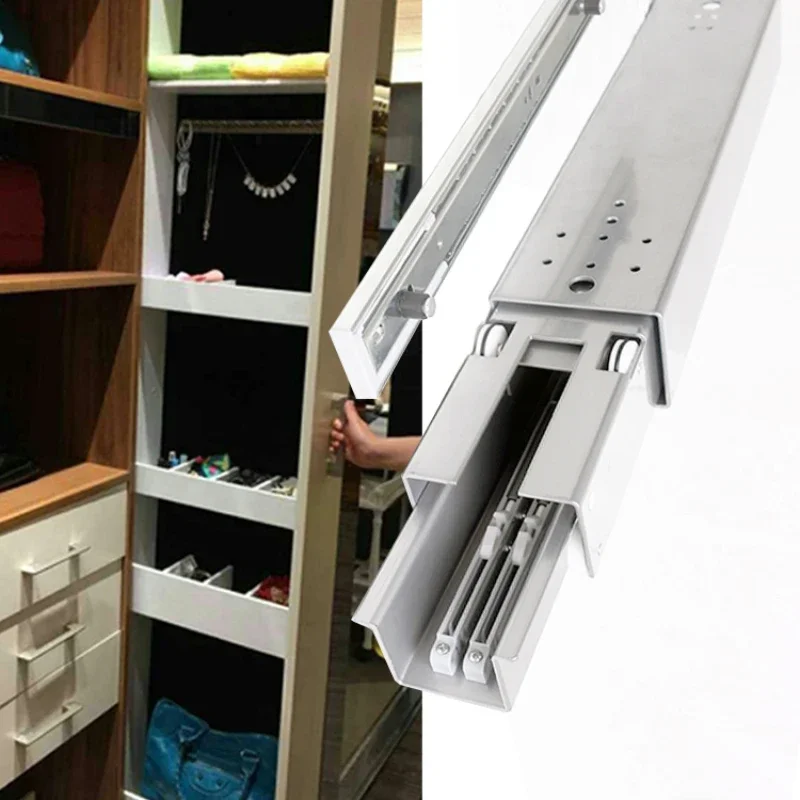 High cabinet push-pull heavy duty pull basket vertical cabinet guide rail load-bearing wardrobe slide buffer bottom drawer