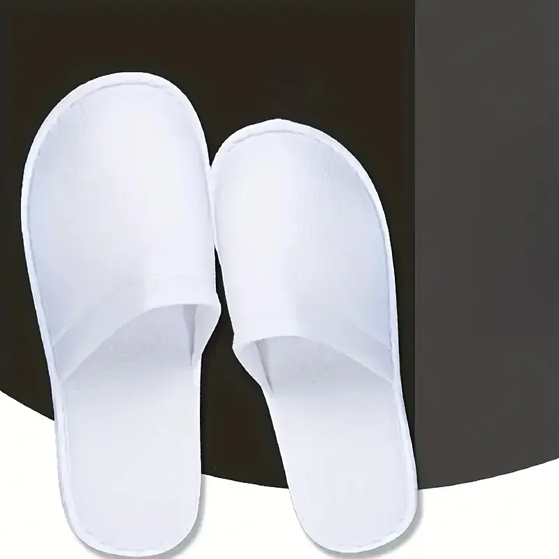 10Pairs of Disposable Closed Slippers Brushed Plush Closed-toe Non Slip Bathroom Slippers For Families,Hotels, SPA ,Travel