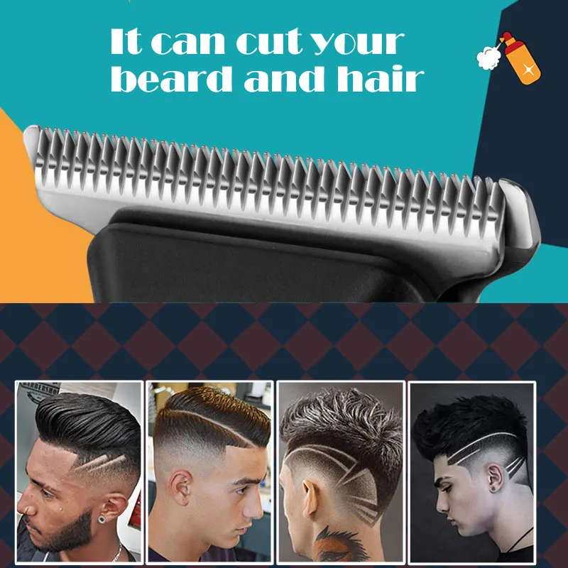 Kemei-5090 Hair Trimmers with Digital Display, Professional Barber Pusher for Men, Random Graffiti Pattern Hair Clipper Electric