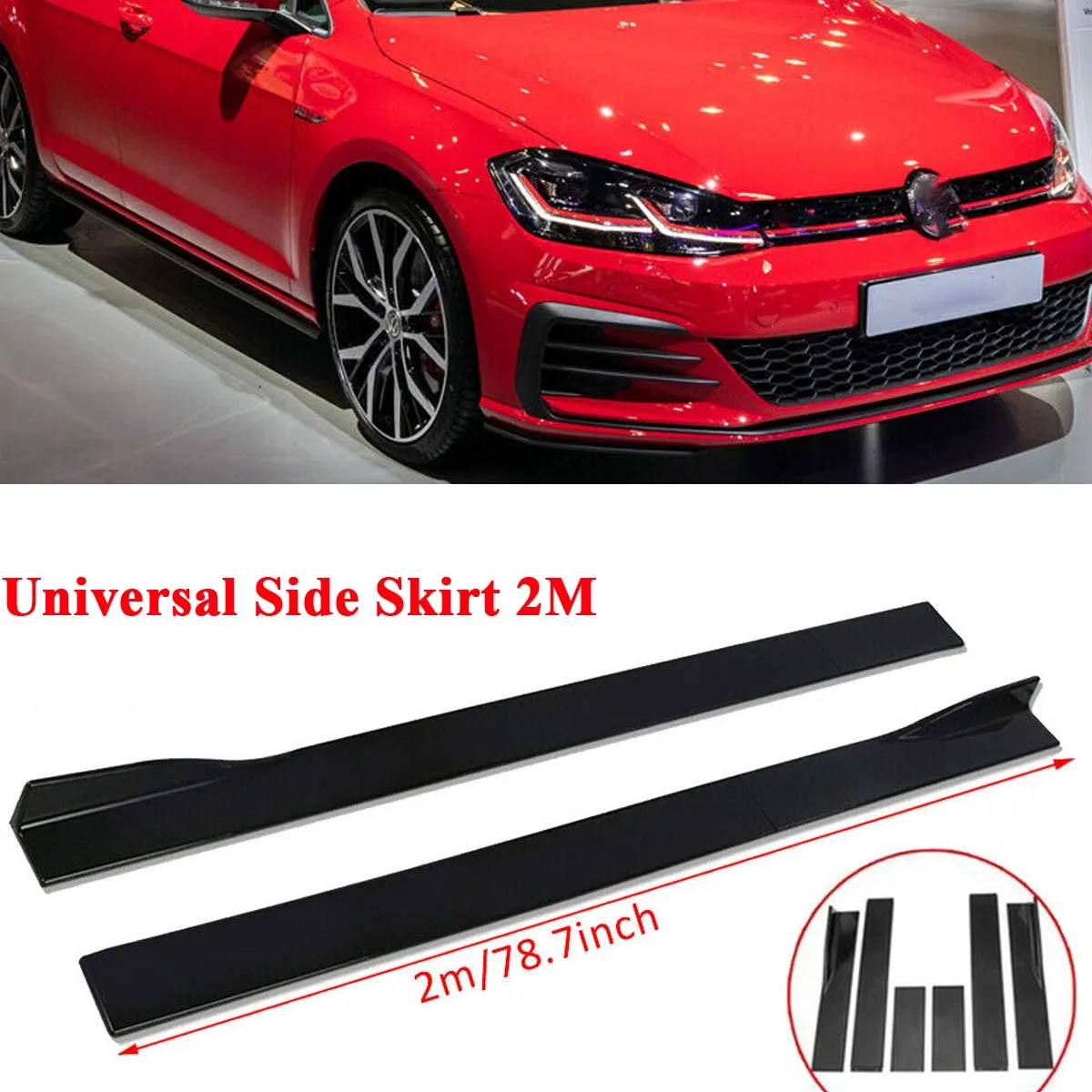 

2M Side Skirt Universal For VW Golf 7 GTD GTi MK7 MK6 2000-2022 Extension Kit Splitters Apron Splitter Winglet Car Accessories