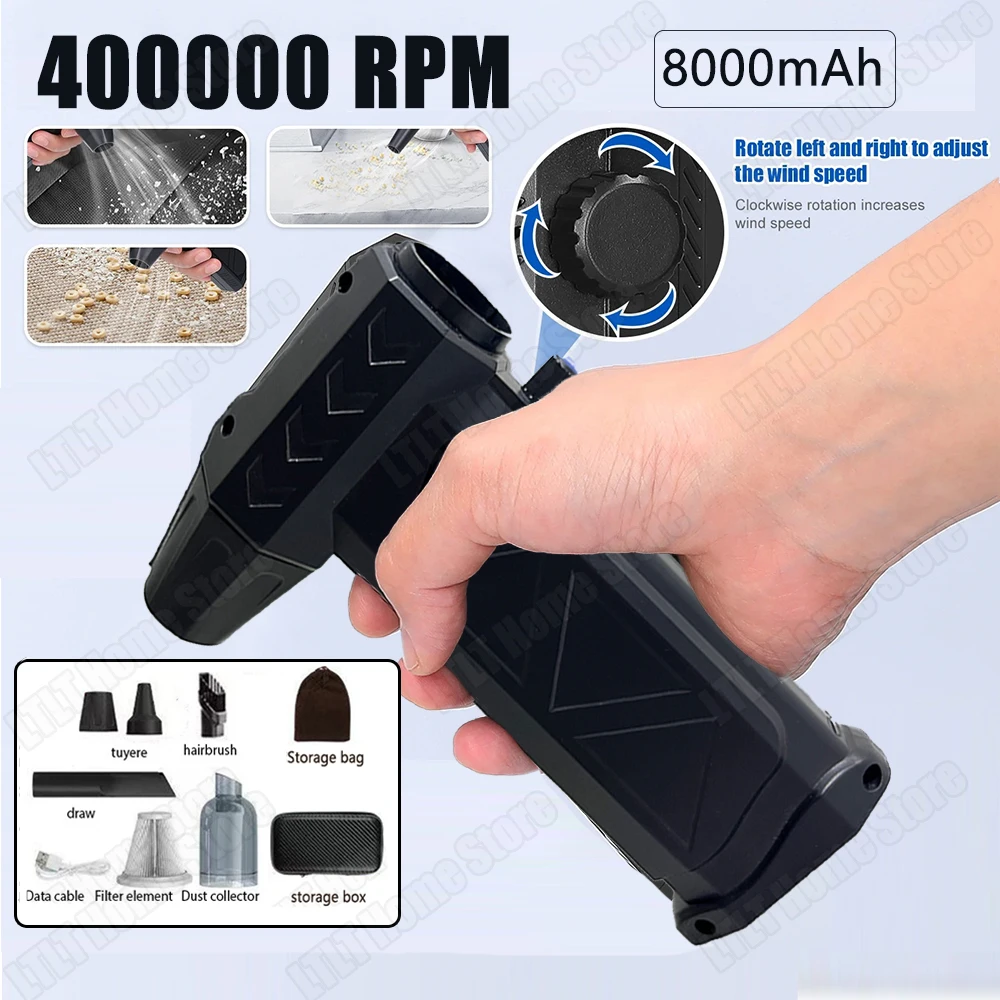 

Handheld Turbo Jet Blower 400000RPM Powerful Air Blower Brushless Motor Turbo Fan 8000mAh Souffleur Air Puissant Car Blower