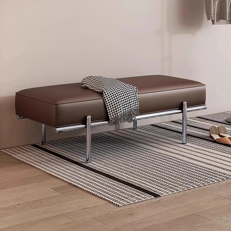 مقعد طويل من الفولاذ المقاوم للصدأ كرسي طعام مستوحى من الإيطاليا الفاخرة مصمم مسند القدمين أريكة البراز الأثاث التجاري #3