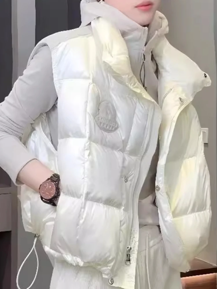 

Faionable Stand Collar Svel down Cotton Vest Women's Design Winter New Arrival Zipper Closure Outerwear Casual Top