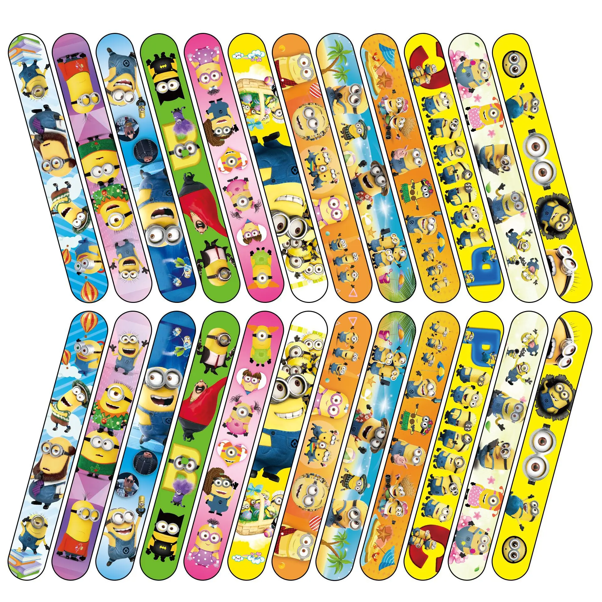 12pcs one set cartoon Minions papa circle Bracelets Slap Party Supplies Children's Birthday decoration