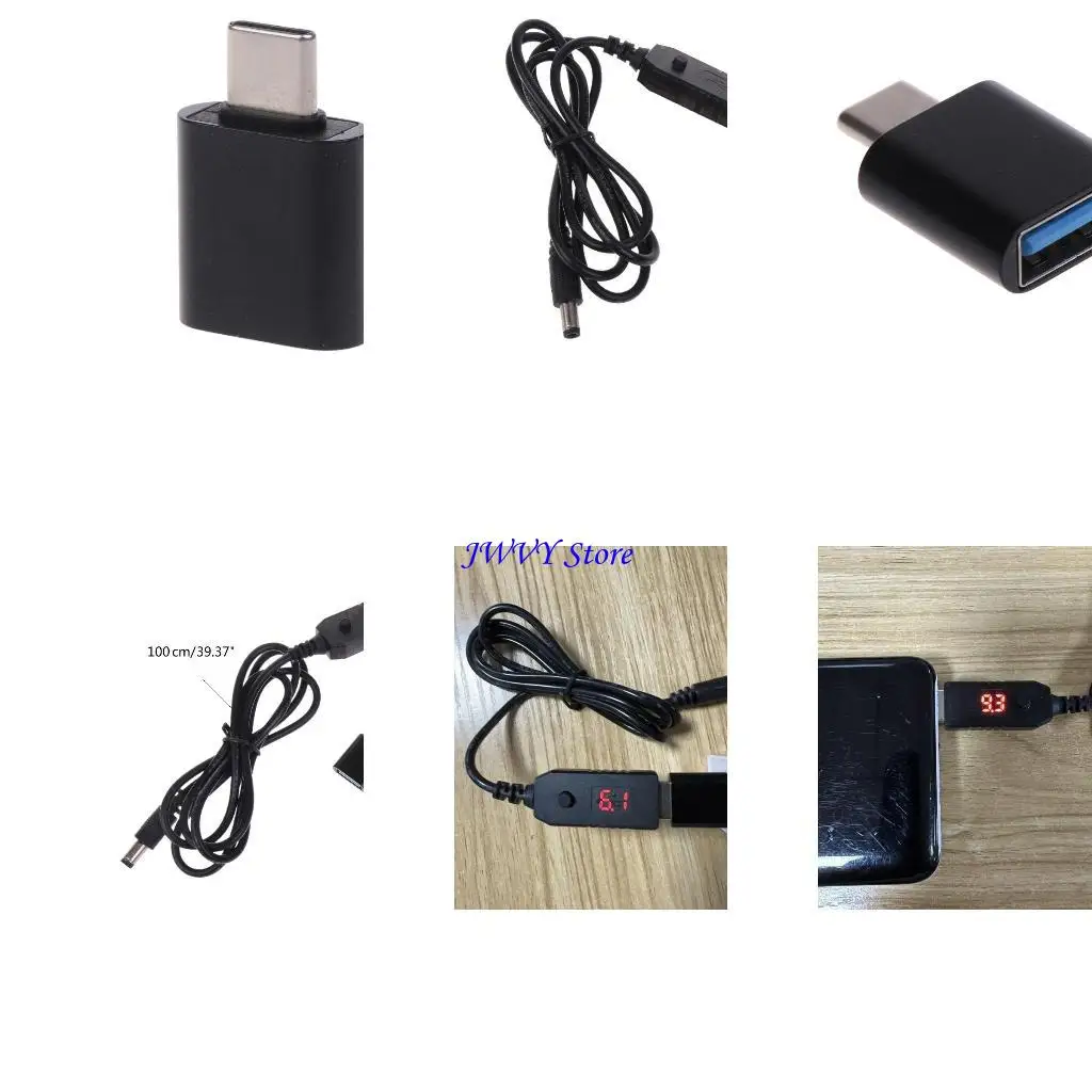 573A USB C PD Type C QC3.0 USB to 5-12V Step Up Power Supply Cable for 5V-12V Wifi Routers LED Light Camera Fan Toy