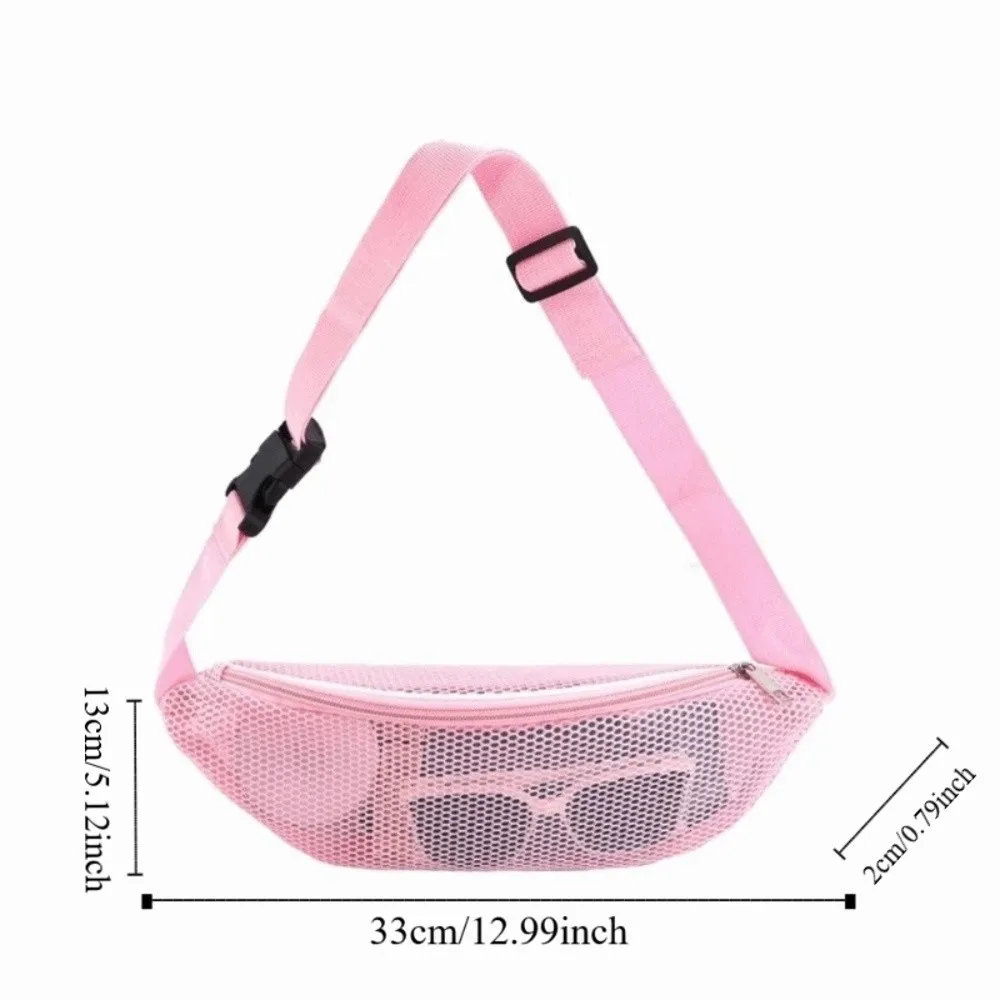 Tas Pinggang Jaring Beritsleting Tali Dapat Disesuaikan Tas Bahu Ringan Tembus Pandang Tas Pinggang Selempang Berongga PVC Portabel Tas Pinggang Olahraga
