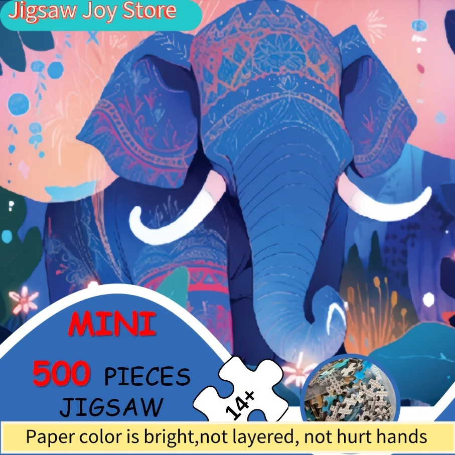 

Пазл для взрослых и всей семьи — большой слон с индийскими/арабскими узорами — сложная головоломка, дизайн в стиле индийского сари