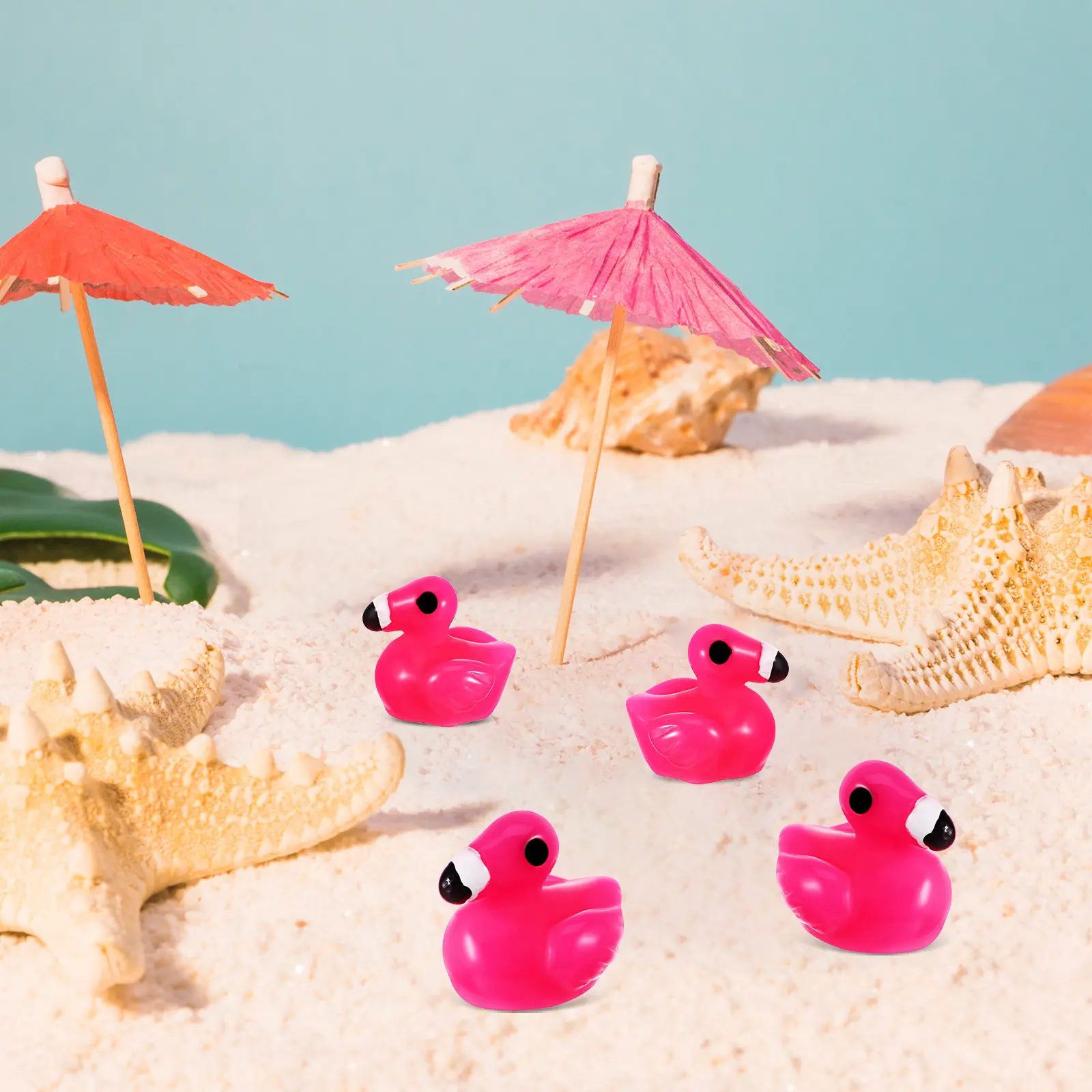 

80Pcs Mini Resin Flamingos Tropical Decor Garden Micro Landscape Bonsai Desktop Office Shelf Accent Tiny Flamingo Ornaments