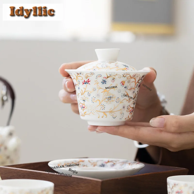 Blooming Flowers Tea Set Complete Set Aesthetic Tea Ceremony Set Tea Brewing Teapot And Tea Cup Set Chinese Tea Set Collection