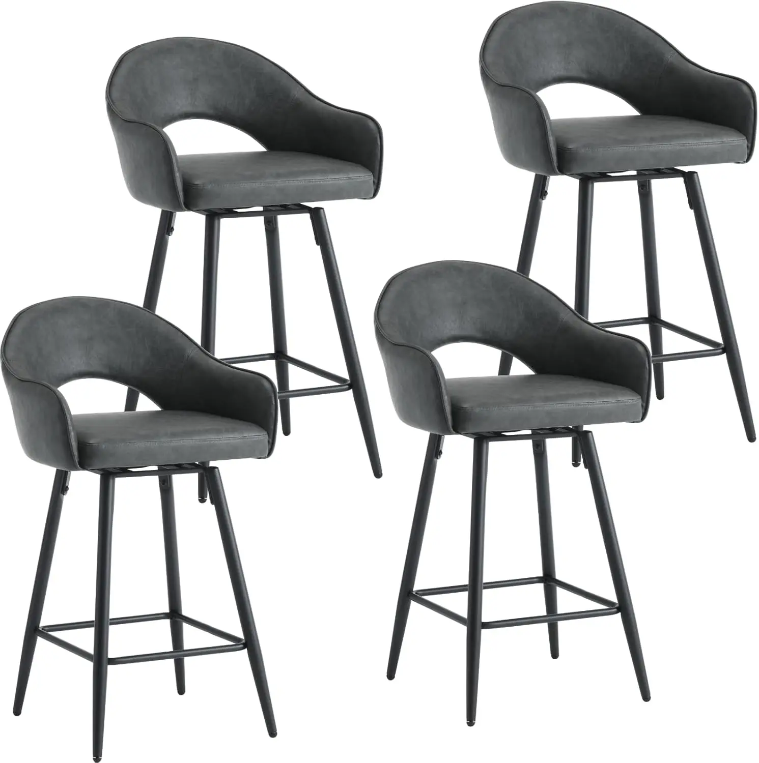 Lukealon Pu Leather Swivel Counter Stools Set Of 4, Open Back 27