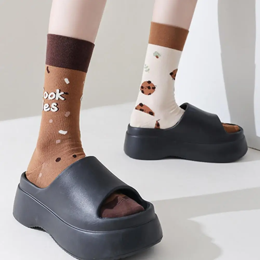 

1 Pair Winter Cartoon Socks Asymmetric Animal Printing Piled Socks Mid-tube Calf Socks Sport Homewear Stretchy Footwear