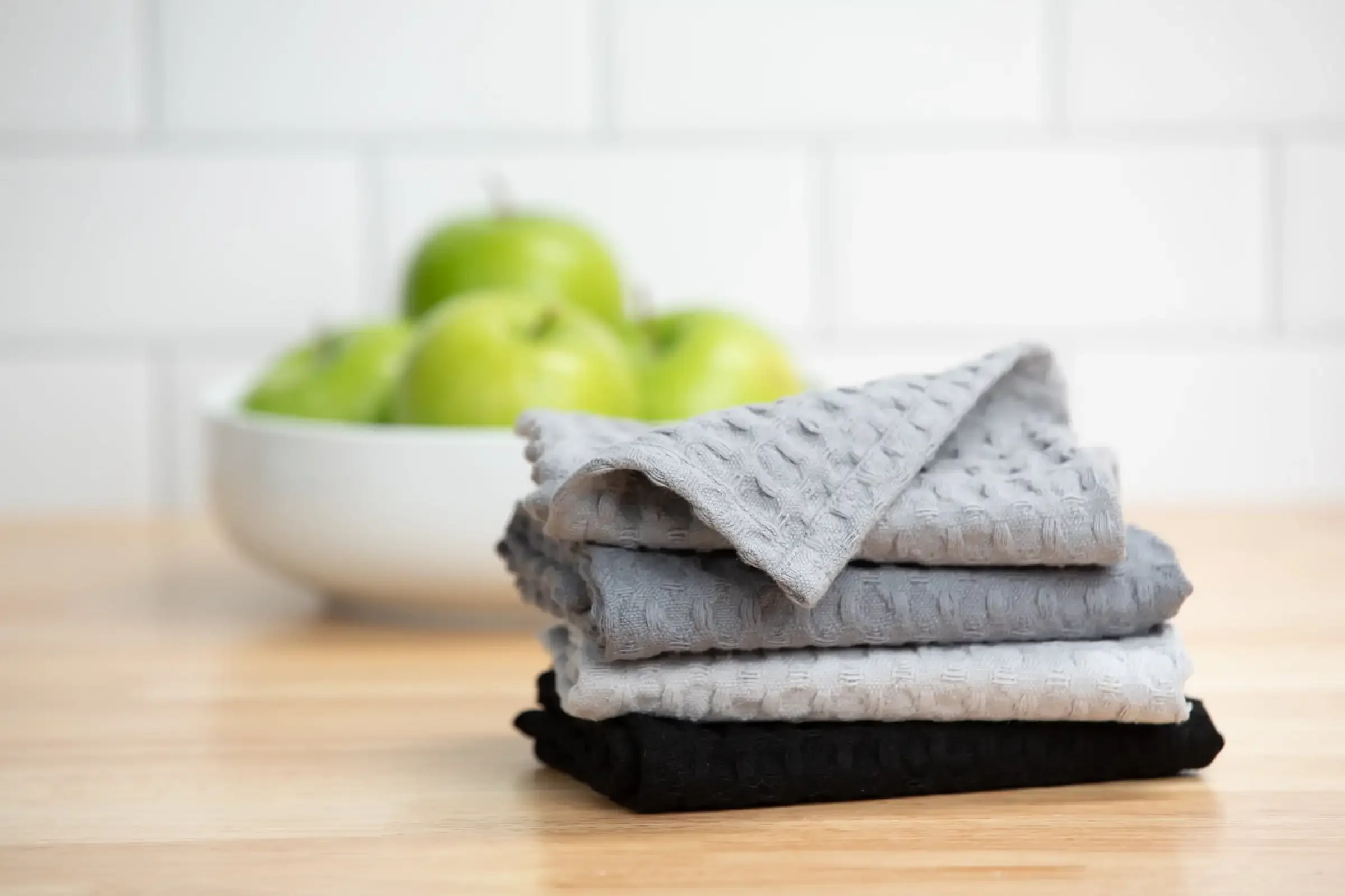 Cotton Waffle Dishcloths, 4 Pieces, 12 in x 12 in, Gray