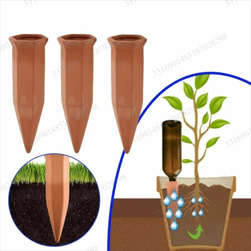 4PCS Terracotta Self Watering Spikes, Automatic Plant Drip Irrigation Device, Wear-resistant, Effort-saving