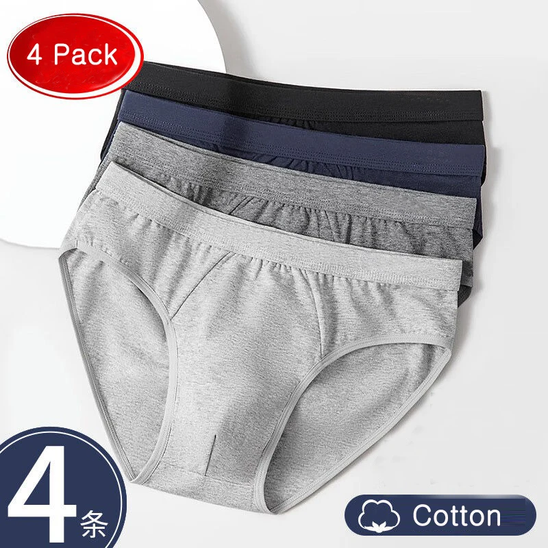 4 Pack Cotton Men Underwear Panties U Touch Underpants Breathable Men Briefs L XL XXL XXXL Underpanties Sport Underwears for Man