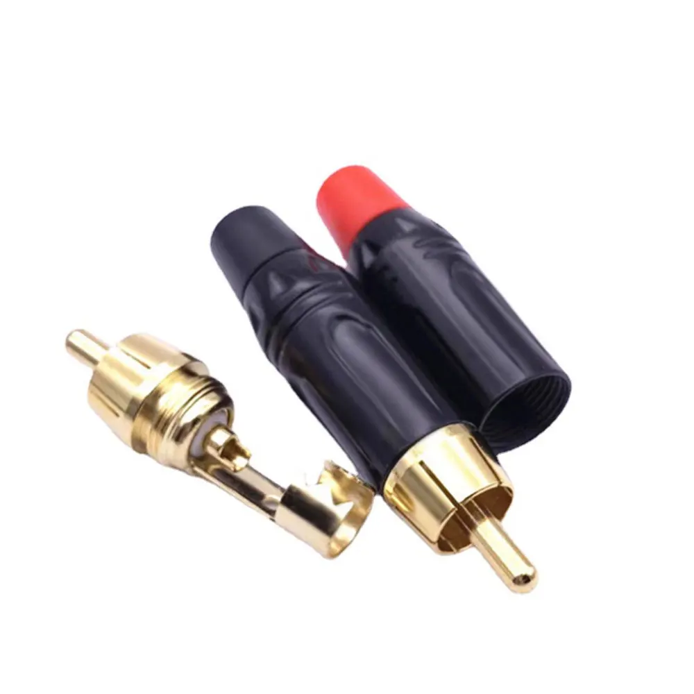 Musikal Sound colokan RCA lapis emas, 4 buah kabel Audio HIFI pengunci, konektor RCA, adaptor RCA HI-FI untuk kabel kawat Speaker