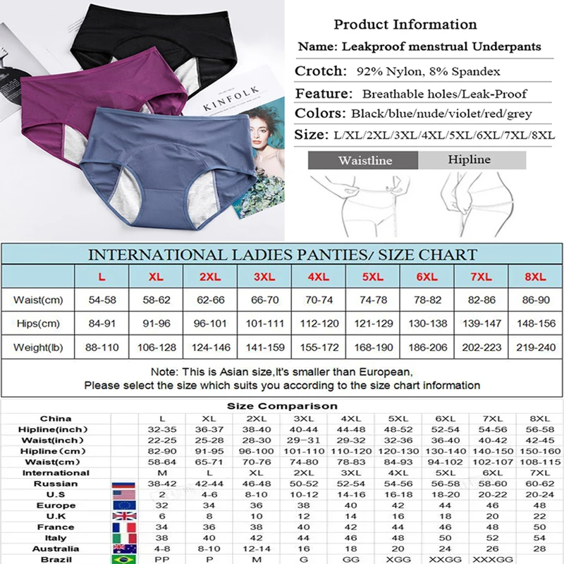 3pcs/Menstrual Underpants Women 4-layer Very rich High Waisted UnderpantsSuitable forLeak Proof Menstrual Underpants Every Month