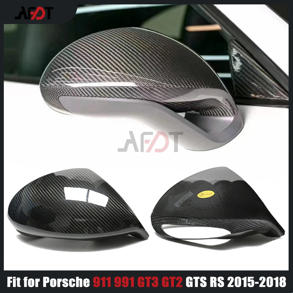 

Real Carbon Fiber Car Rear View Mirror Cover Caps Exterior Accessories for 2015-2018 Porsche 911 991 GT2 GT3 GTS RS