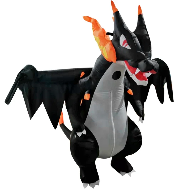 Inflatable Fire Dragon Cosplay Costume for Adult, Mascot, Role Playing Party, Dinosaurs Clothing, Christmas and Halloween