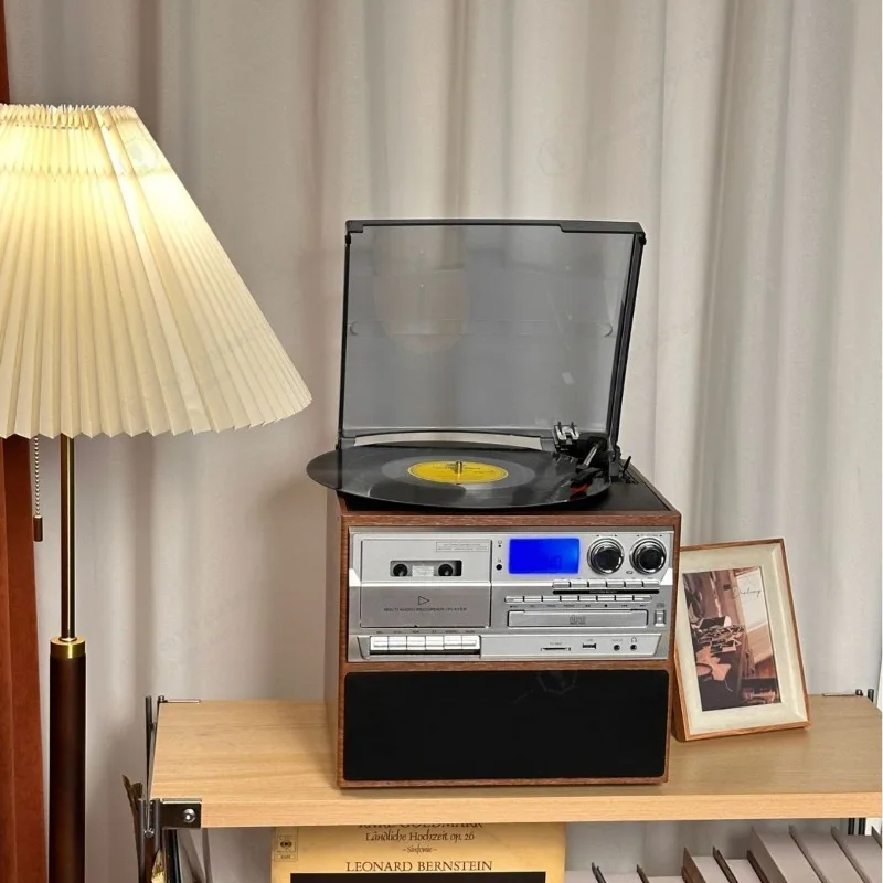 Retro Vinyl CD All-in-one Machine Bluetooth Speaker Multi-function Cassette Machine Living Room Ornament FM Radio view 4