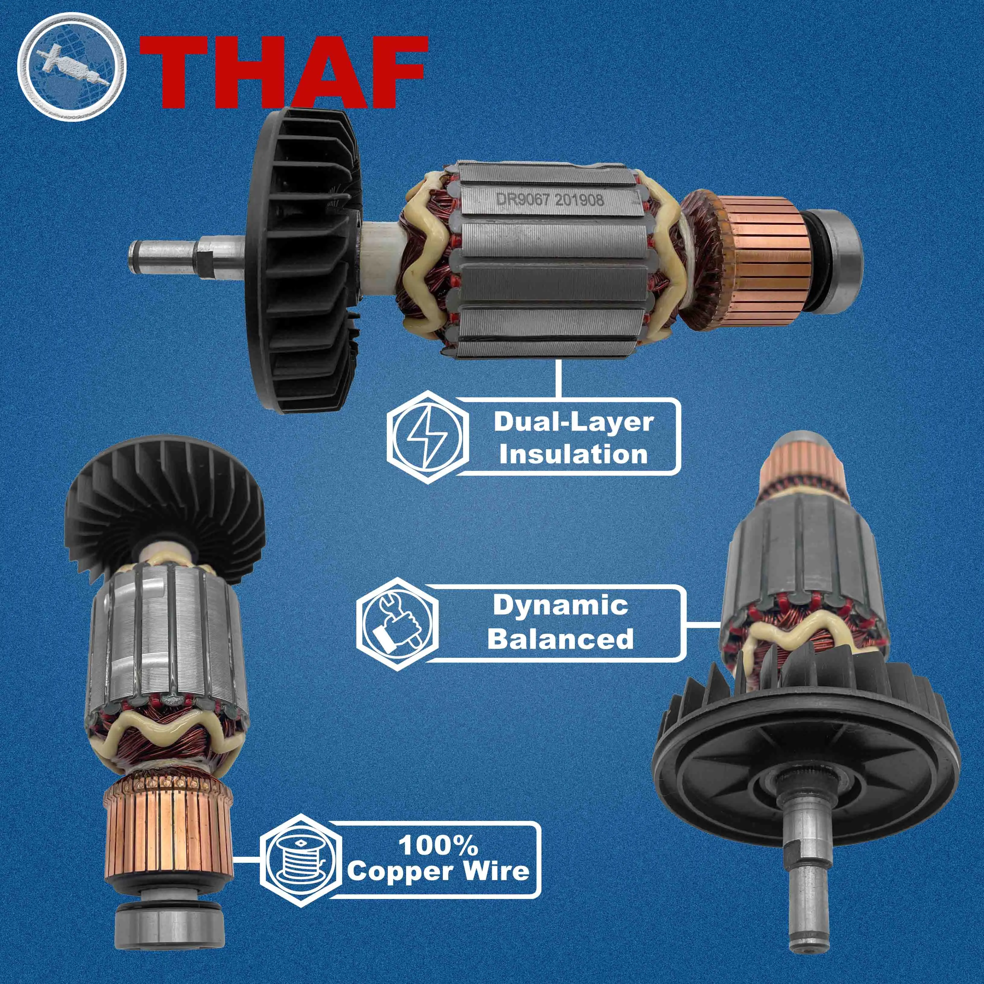 AC 220V 240V 9067 9069 Armature Rotor For MAKITA Angle Grinder Spare Parts Grinder 518705-3