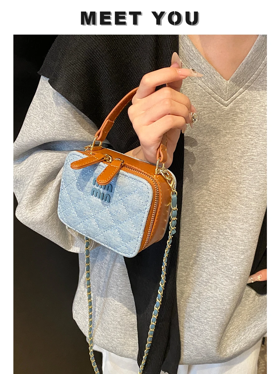 

Весенне-летняя роскошная дизайнерская нишевая мини-сумка высокого класса женская 2025 изысканная сумка-коробка на цепочке сумка для помады маленькая сумка-мессенджер