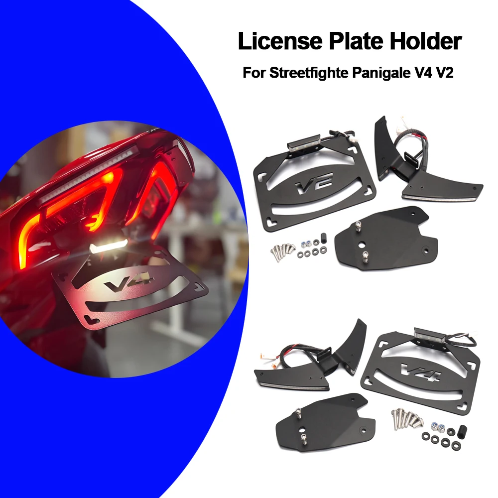 

Motorcycle Accessories LED License Plate Holder Frame Tailstock Bracket For Ducati Panigale Streetfighte V4S V4 V2 2025