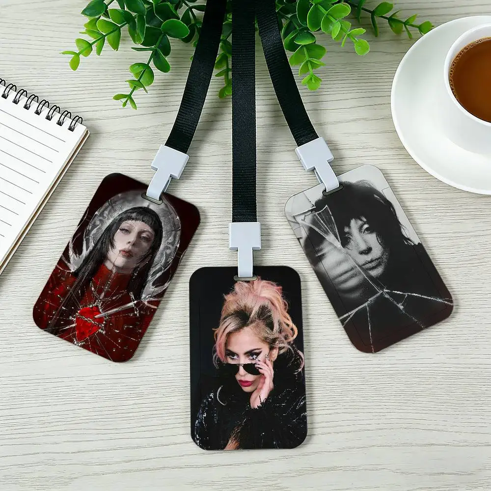 Singer L-Lady Gaga Neck Strap Lanyard Card Holder ID Bus Card Cover Badge Holder Pass Hang Rope Lariat Gifts Keys Accessories