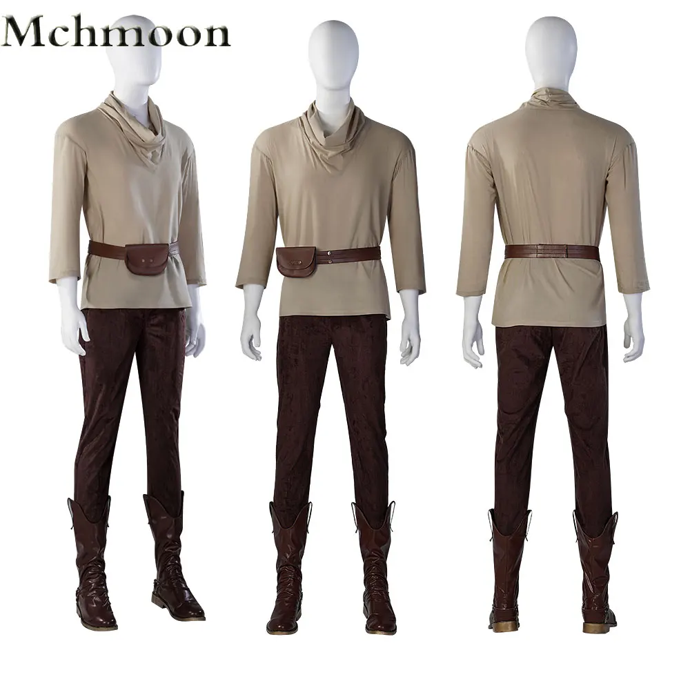 Superhero Obi Wan Costume Adult Jedi Master Cosplay Outfit Mens Halloween Carnival Suit With Cloak Boots