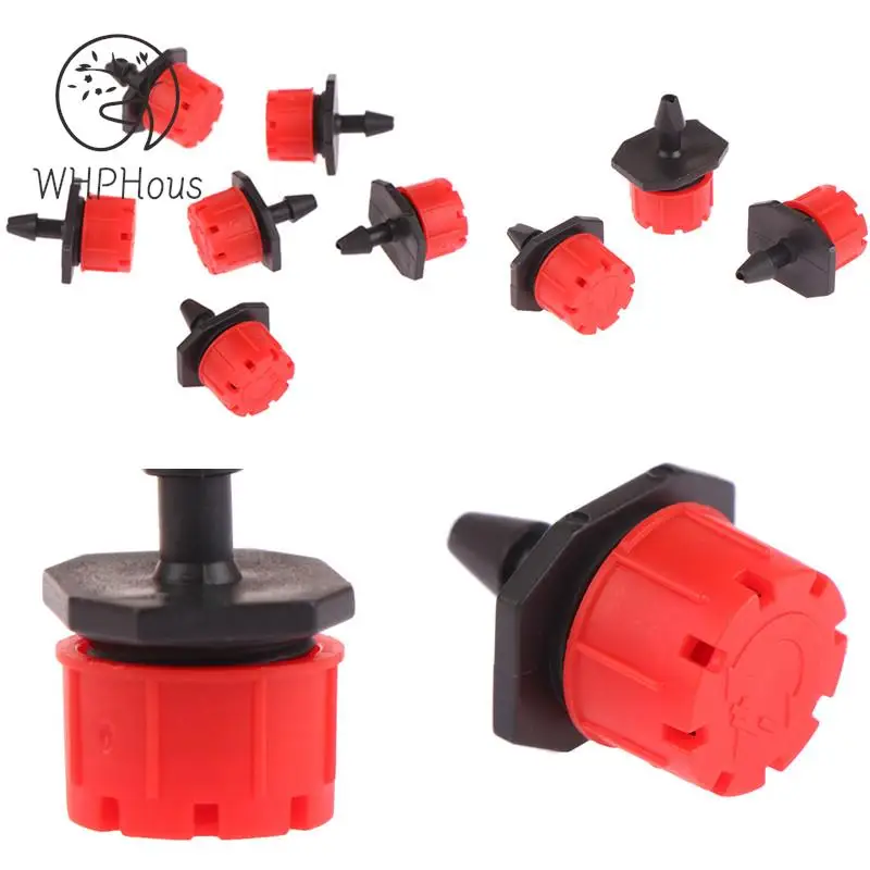 

50Pcs 1/4'' Barb Red Adjustable Nozzles Garden Watering Irrigation Sprinkler Emitter Micro Drip Balcony Yard Greenhouse Spray