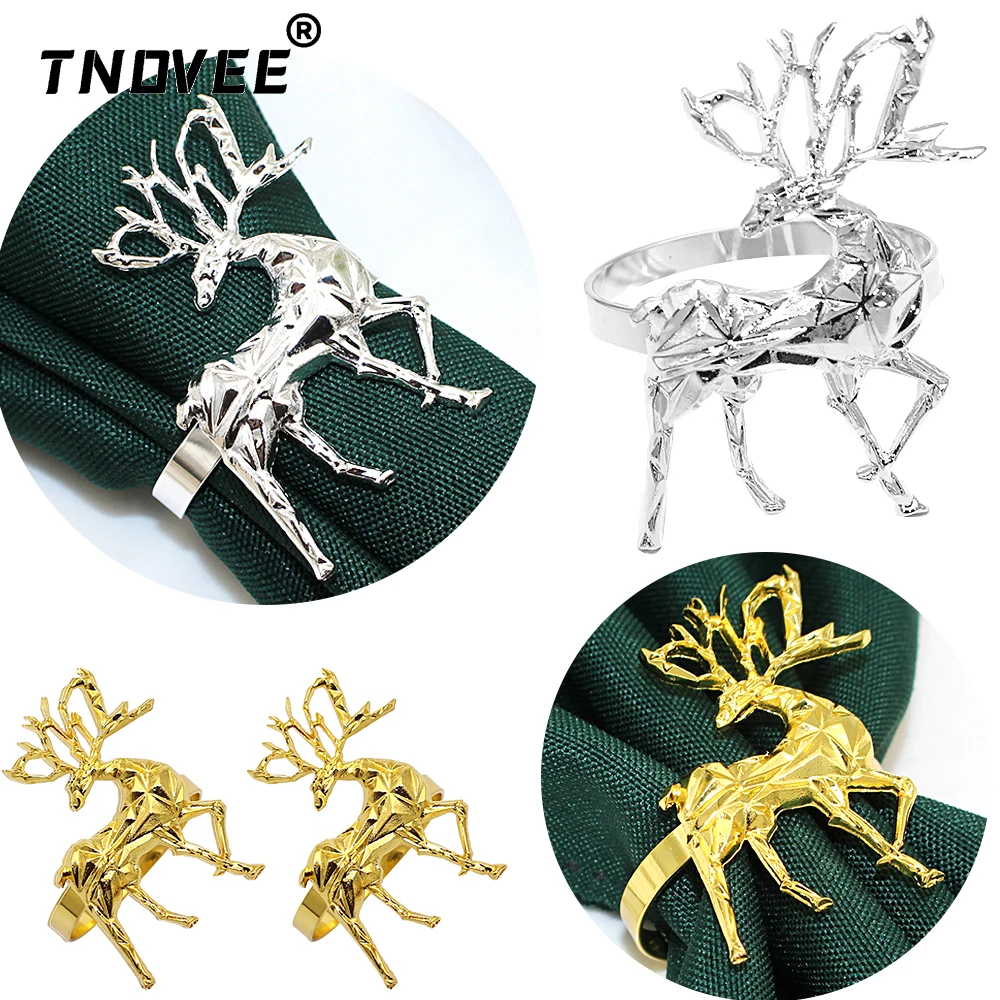 Anéis De Guardanapo De Rena De Natal, Metal Deer, Suporte para o Natal, Feriado, Casamento, Decoração Da Mesa De Jantar, Fivela, 20Pcs