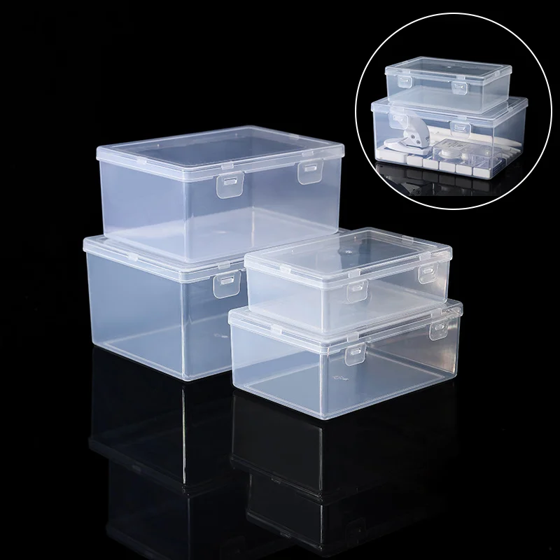 Nail Art Plastic Clear Double Buckle Storage Box Nail Rhinestone Brush Pen Buffer Grinding Files Organizer Container Case[ZYA]