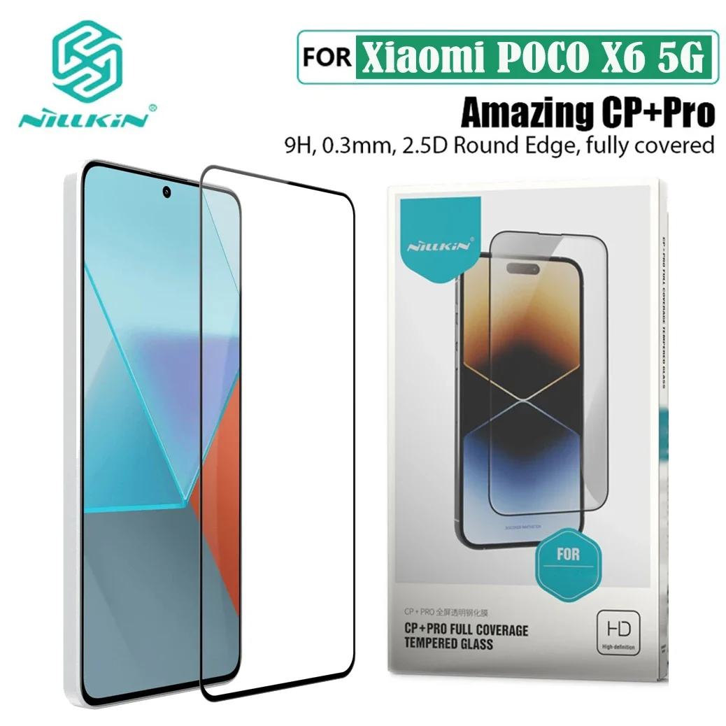 POCO X6 5G Glass Nillkin CP+PRO Full Glue Fully Screen Protector For POCO X6 5G Tempered Glass Film