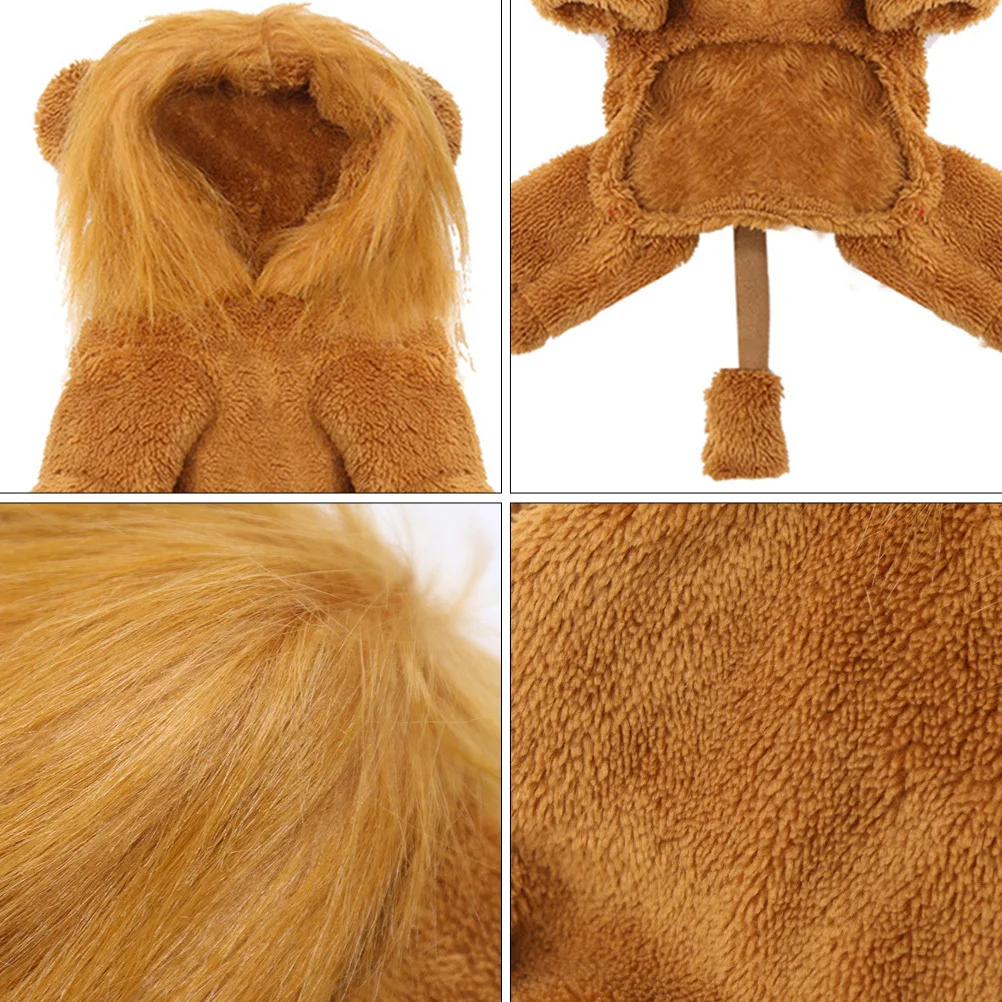 

Pet Lion Clothes for Small Dogs Apparel Funny Outfits Christmas Cosplay Costume Flannel Puppy