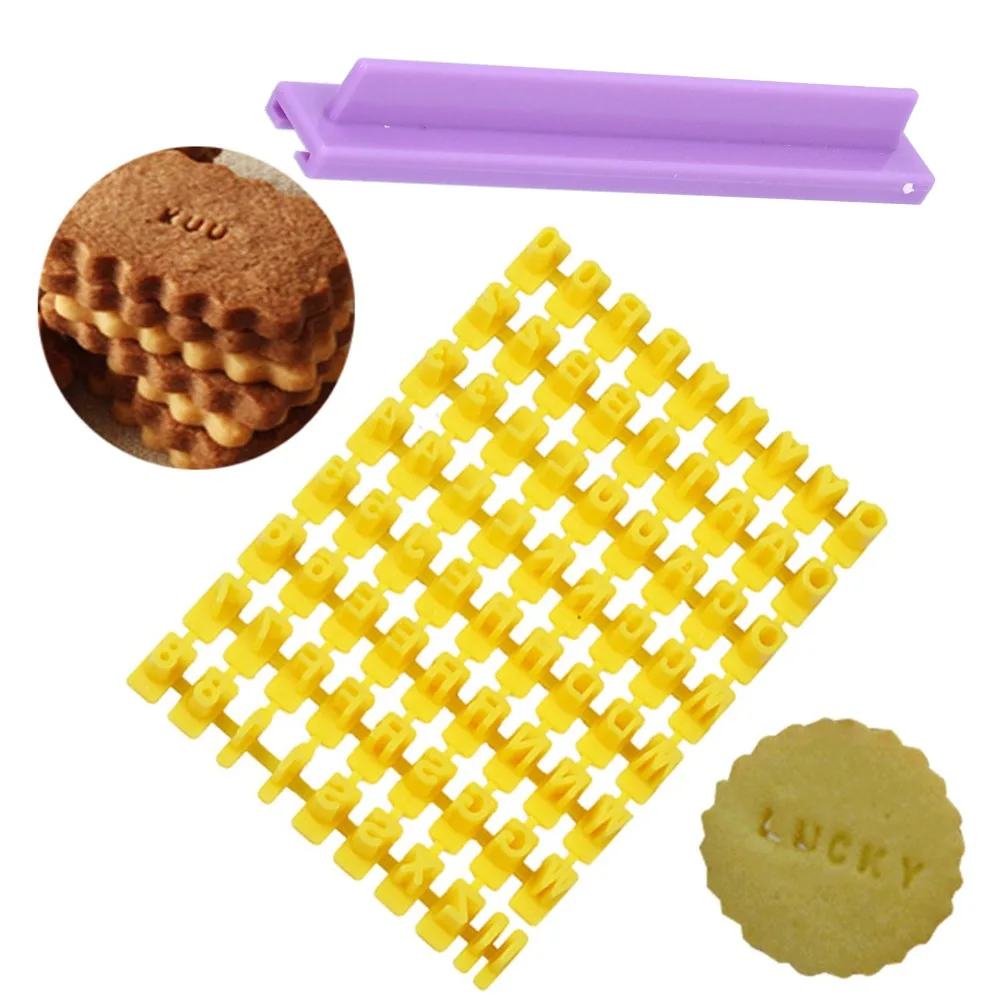 Raised Character Stamp Pieces Cookie Stamps Slotted Holder Easy Demolding Claim Alphabet Stamps Clear Texture Claim